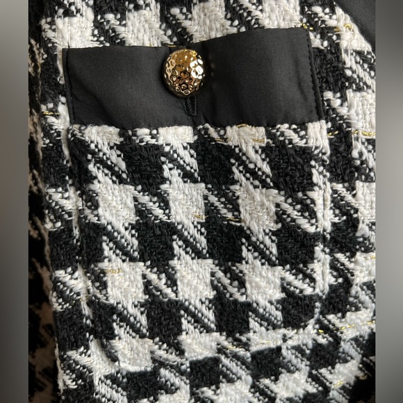 Pomander Place Tuckernuck Houndstooth Coco Tweed Bow Dress szM black/white mini - Picture 7 of 8